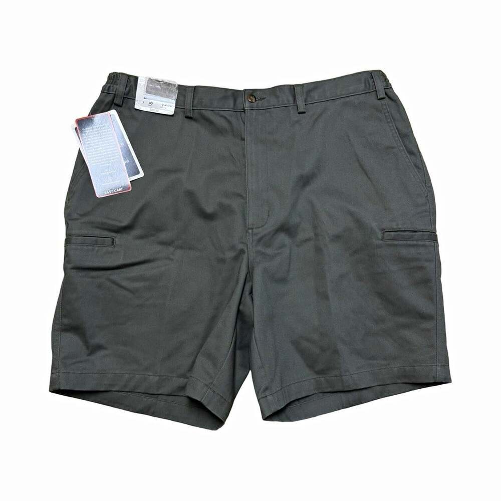 Roundtree & Yorke Men’s Gray Cargo Twill Shorts Classic Fit 7” Inseam Pockets